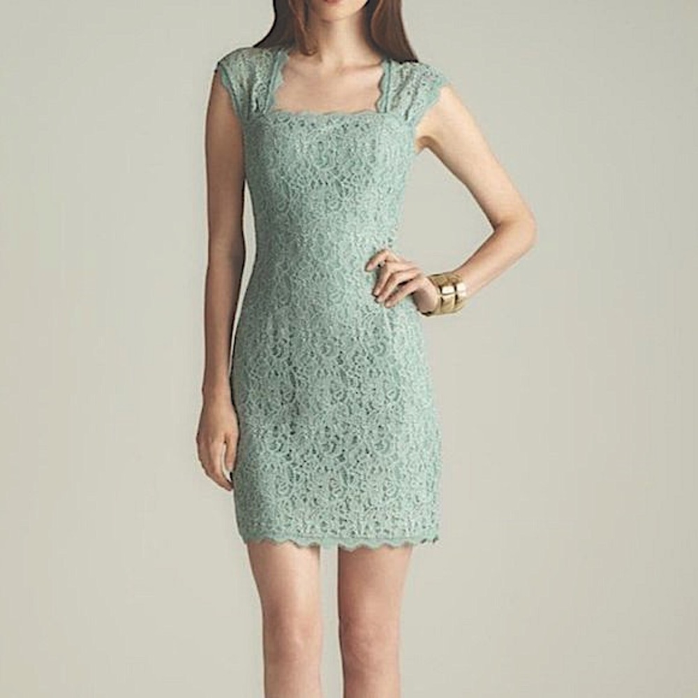 Adrianna Papell Green Lace Mini Dress